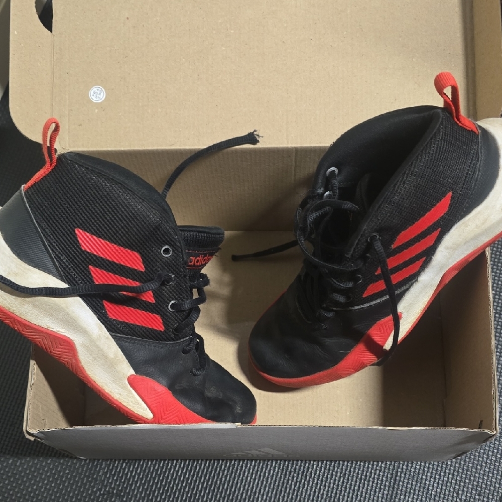 Adidas Black and Red Basketball Sneakers